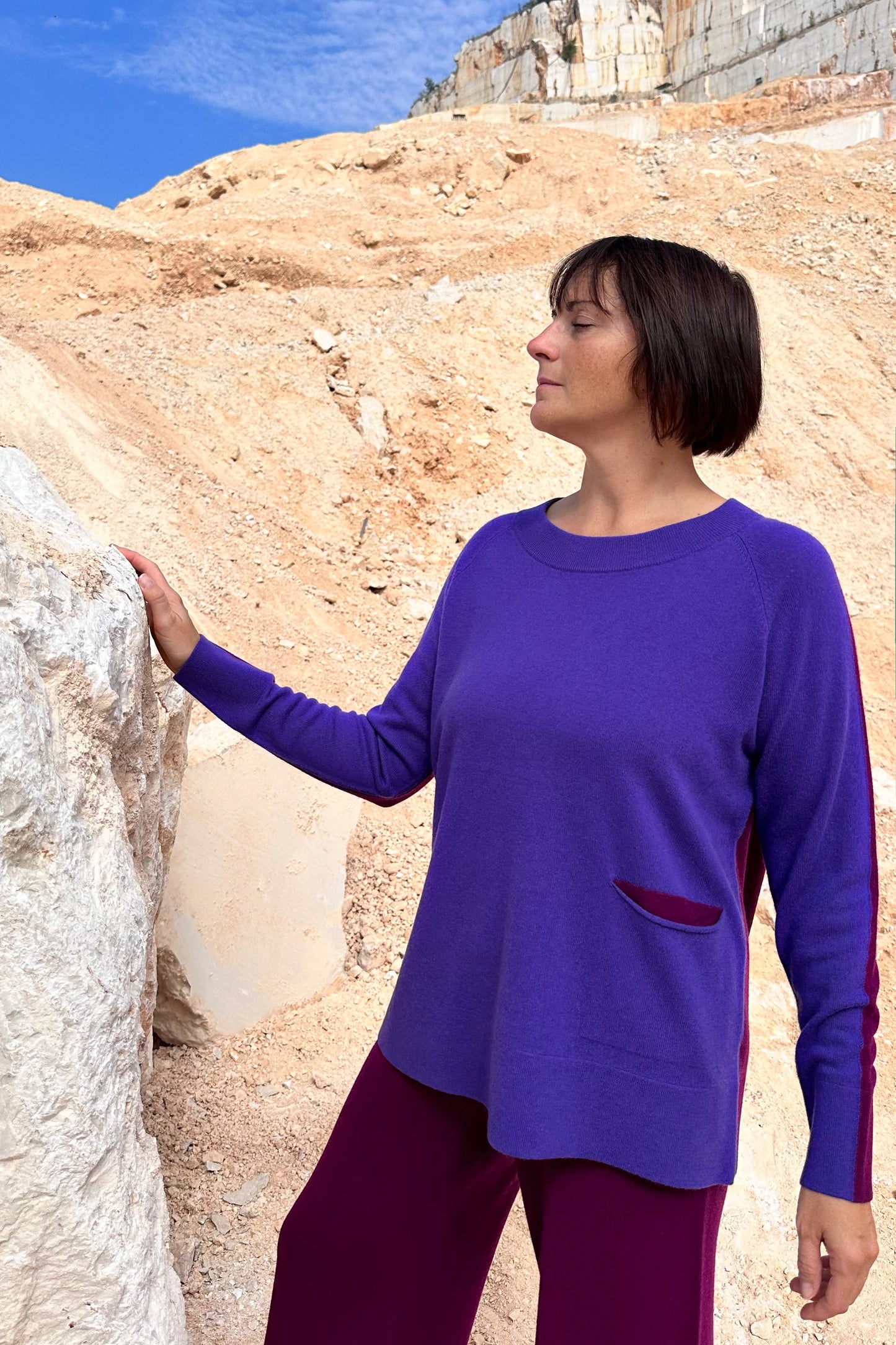 Maglia Raglan con Tasca Puro Cashmere