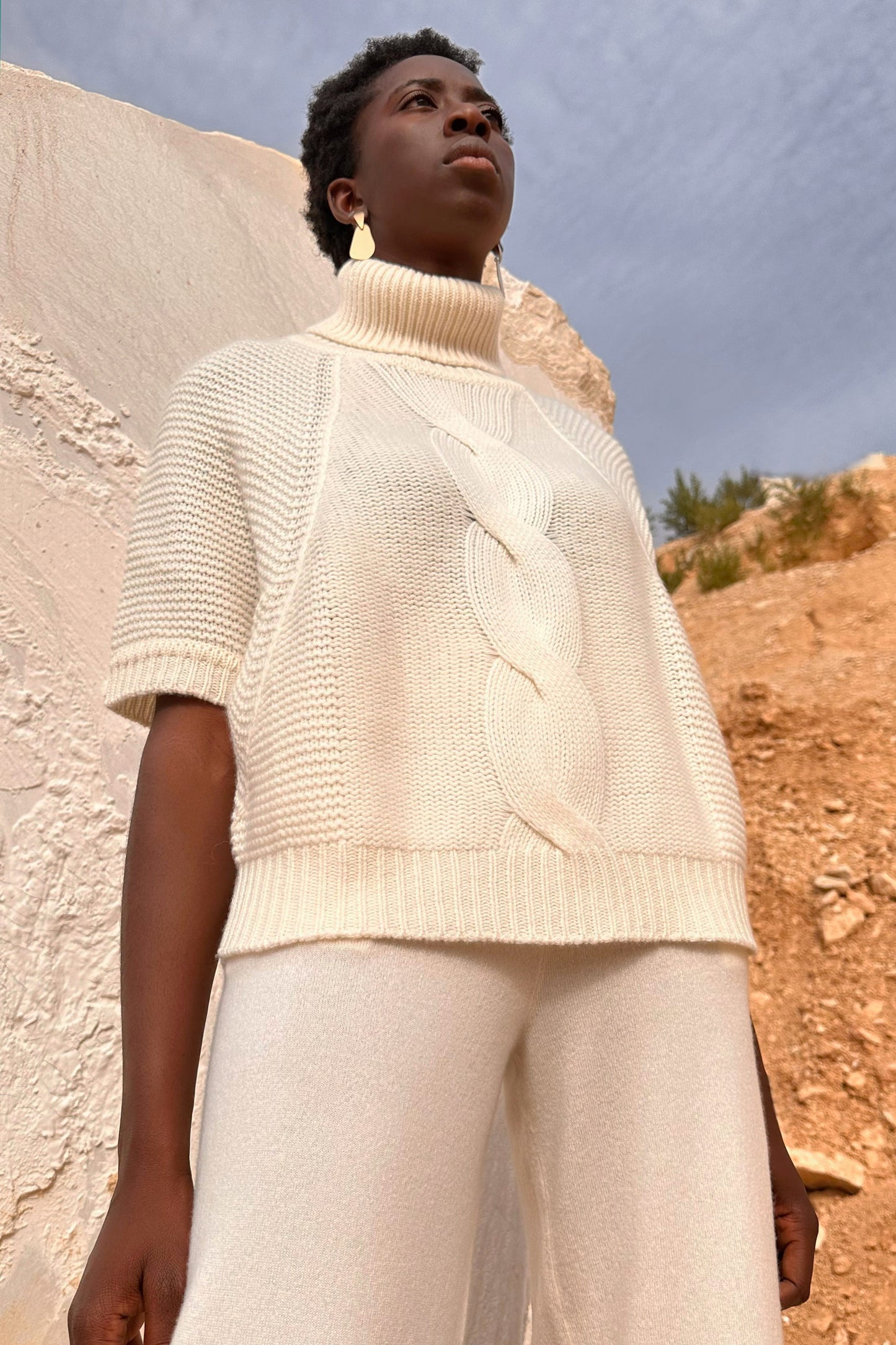 Poncho Trecciona Puro Cashmere