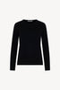 Girocollo in Maglia Rasata in Puro Cashmere Nero