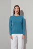 Girocollo in Maglia Rasata in Puro Cashmere Turchese