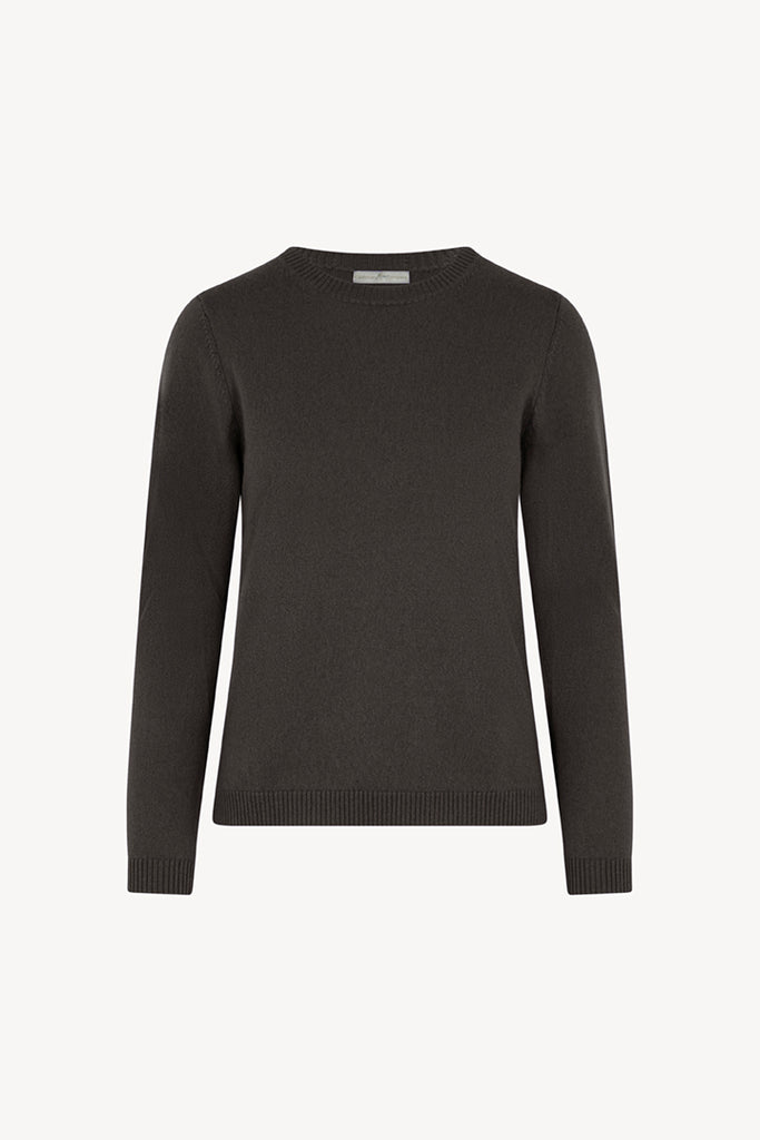 Girocollo in Maglia Rasata in Puro Cashmere Mocha