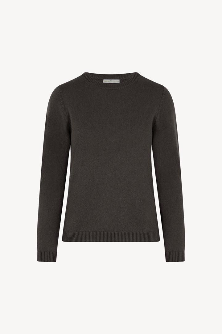 Girocollo in Maglia Rasata in Puro Cashmere Mocha