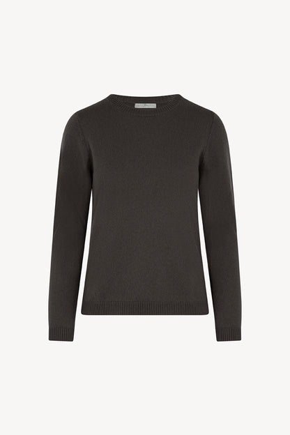 Girocollo in Maglia Rasata in Puro Cashmere Mocha