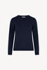 Girocollo in Maglia Rasata in Puro Cashmere Notte