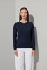 Girocollo in Maglia Rasata in Puro Cashmere Notte