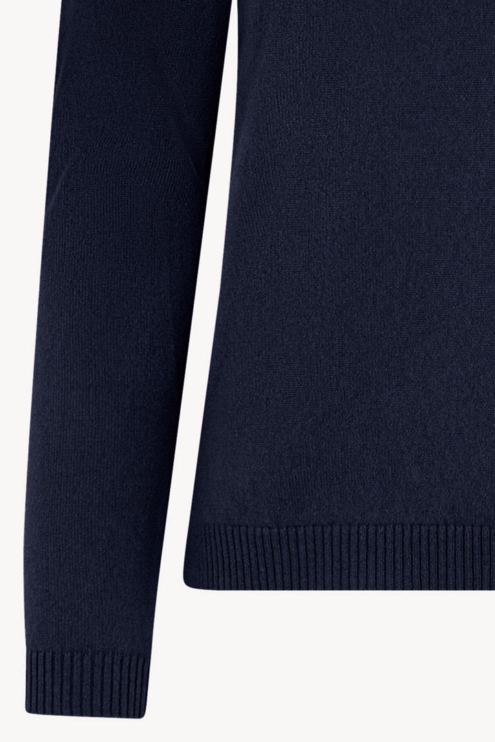 Girocollo in Maglia Rasata in Puro Cashmere Notte