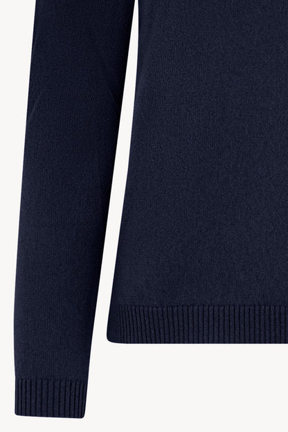Girocollo in Maglia Rasata in Puro Cashmere Notte