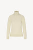 Dolcevita in Maglia Rasata in Puro Cashmere Latte