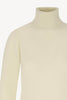 Dolcevita in Maglia Rasata in Puro Cashmere Latte