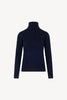 Dolcevita in Maglia Rasata in Puro Cashmere Notte