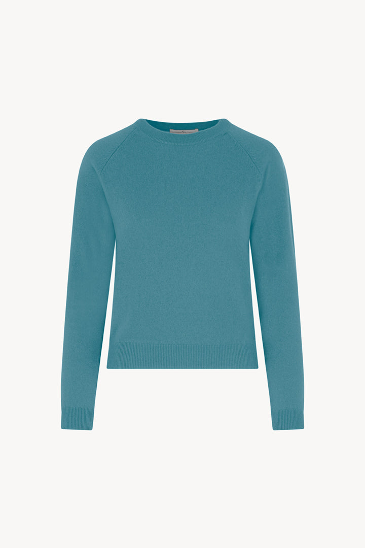Girocollo Manica Raglan in Puro Cashmere Turchese