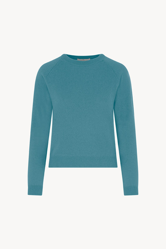 Girocollo Manica Raglan in Puro Cashmere Turchese