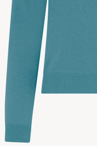 Girocollo Manica Raglan in Puro Cashmere Turchese