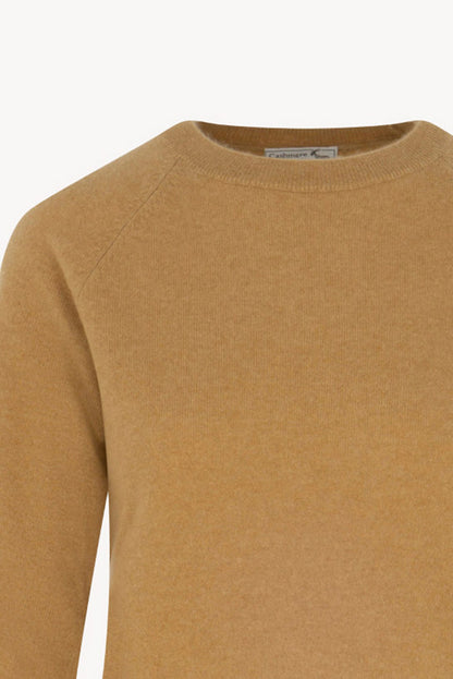 Girocollo Manica Raglan in Puro Cashmere Cammello