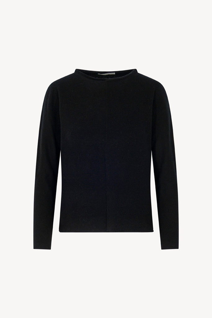 Girocollo Dritto-Rovescio in Puro Cashmere Nero