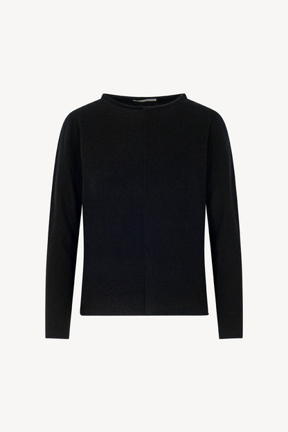 Girocollo Dritto-Rovescio in Puro Cashmere Nero
