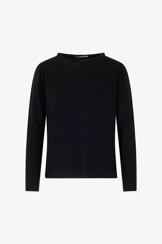 Girocollo Dritto-Rovescio in Puro Cashmere Nero