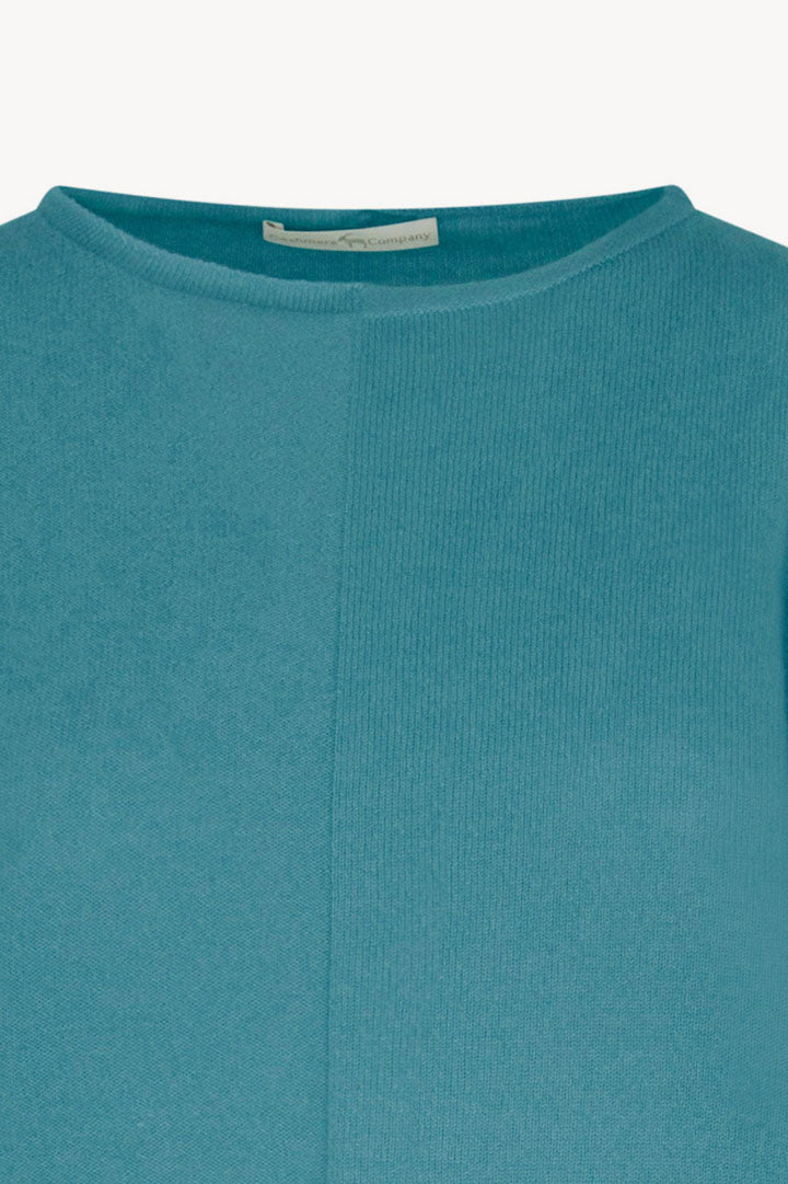Girocollo Dritto-Rovescio in Puro Cashmere Turchese