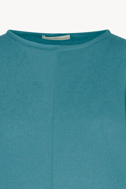 Girocollo Dritto-Rovescio in Puro Cashmere Turchese