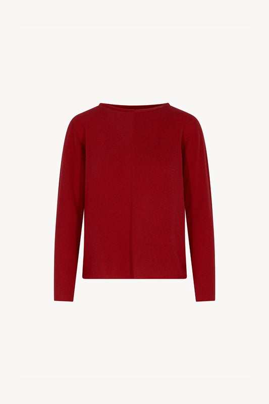 Girocollo Dritto-Rovescio in Puro Cashmere Rubino