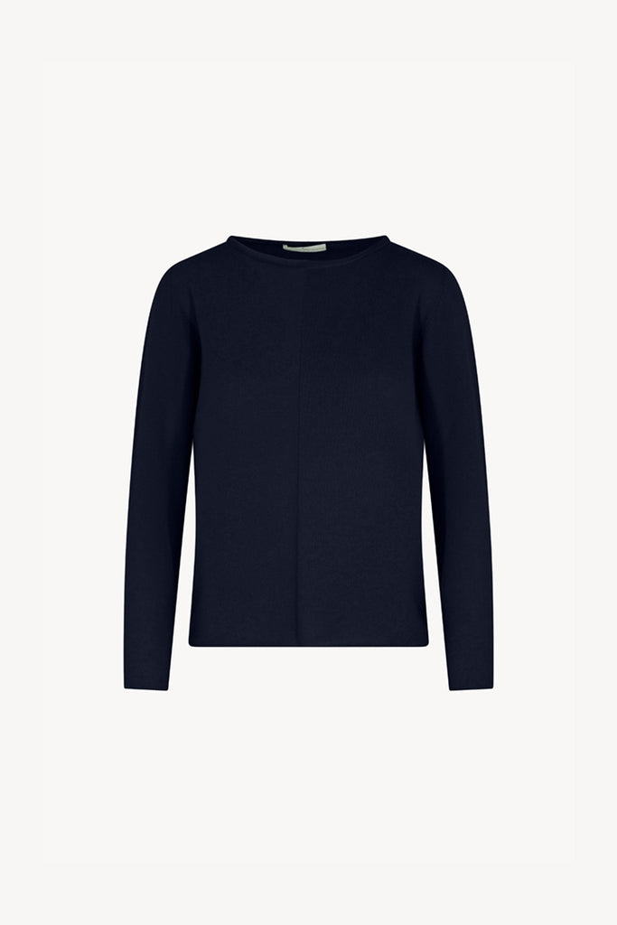 Girocollo Dritto-Rovescio in Puro Cashmere Notte