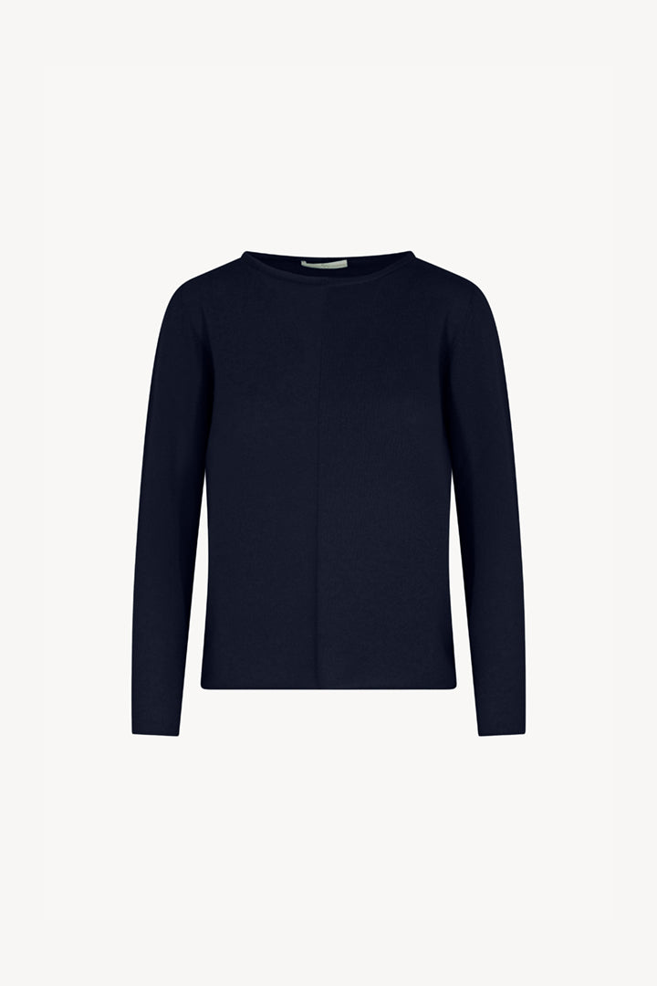 Girocollo Dritto-Rovescio in Puro Cashmere Notte