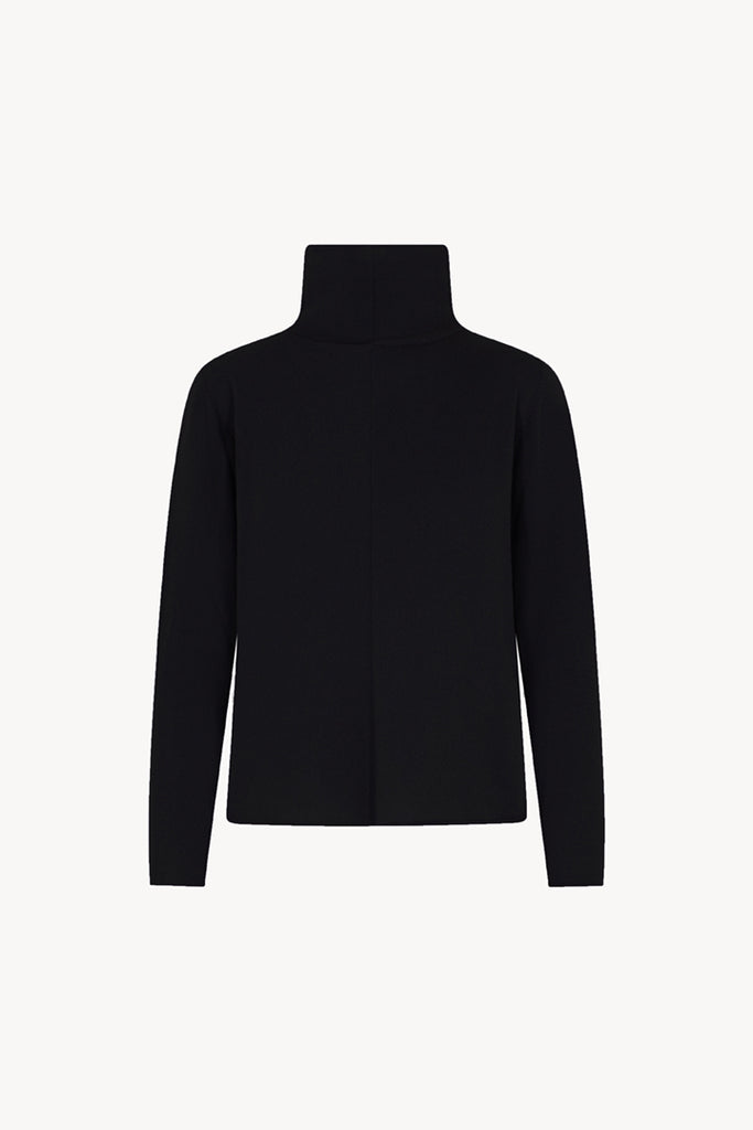 Maglia Lupetto Dritto-Rovescio in Puro Cashmere Nero