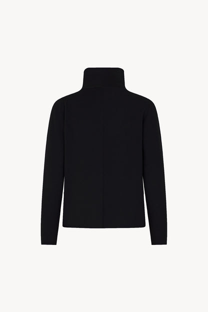 Maglia Lupetto Dritto-Rovescio in Puro Cashmere Nero