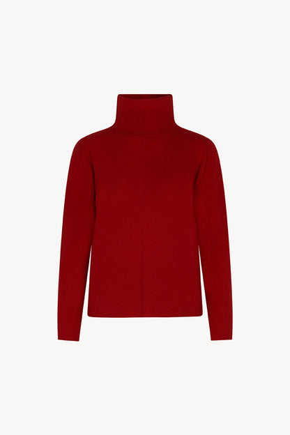 Maglia Lupetto Dritto-Rovescio in Puro Cashmere Rubino