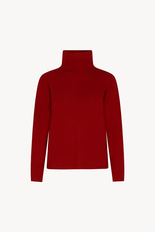 Maglia Lupetto Dritto-Rovescio in Puro Cashmere Rubino