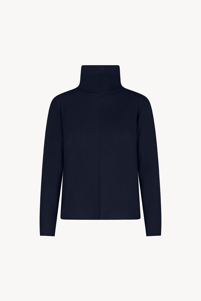 Maglia Lupetto Dritto-Rovescio in Puro Cashmere Notte