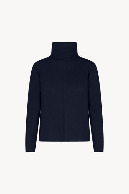 Maglia Lupetto Dritto-Rovescio in Puro Cashmere Notte