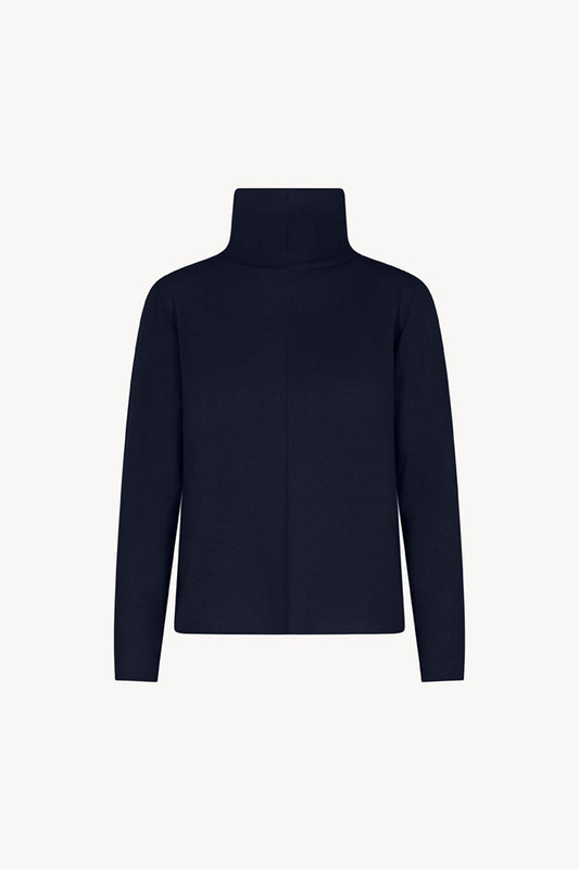 Maglia Lupetto Dritto-Rovescio in Puro Cashmere Notte