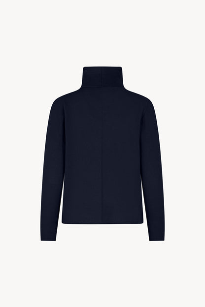 Maglia Lupetto Dritto-Rovescio in Puro Cashmere Notte