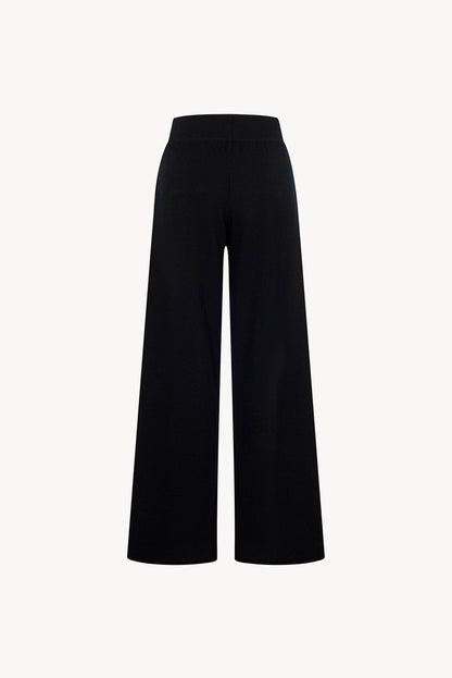 Pantaloni Ampi in Puro Cashmere Nero
