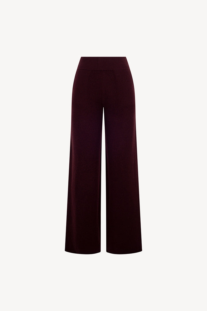 Pantaloni Ampi in Puro Cashmere Acero