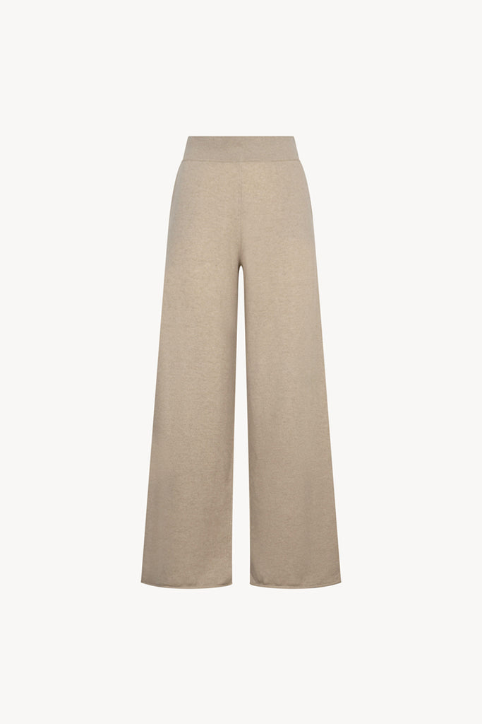 Pantaloni Ampi in Puro Cashmere Avena