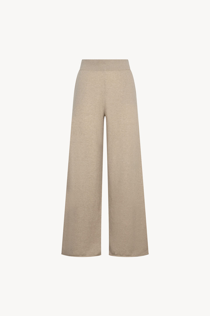Pantaloni Ampi in Puro Cashmere Avena