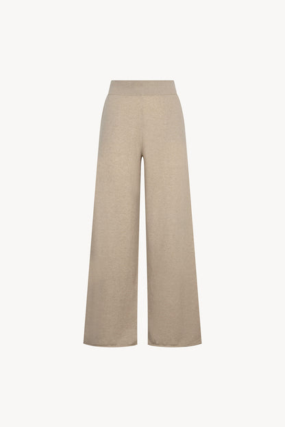 Pantaloni Ampi in Puro Cashmere Avena