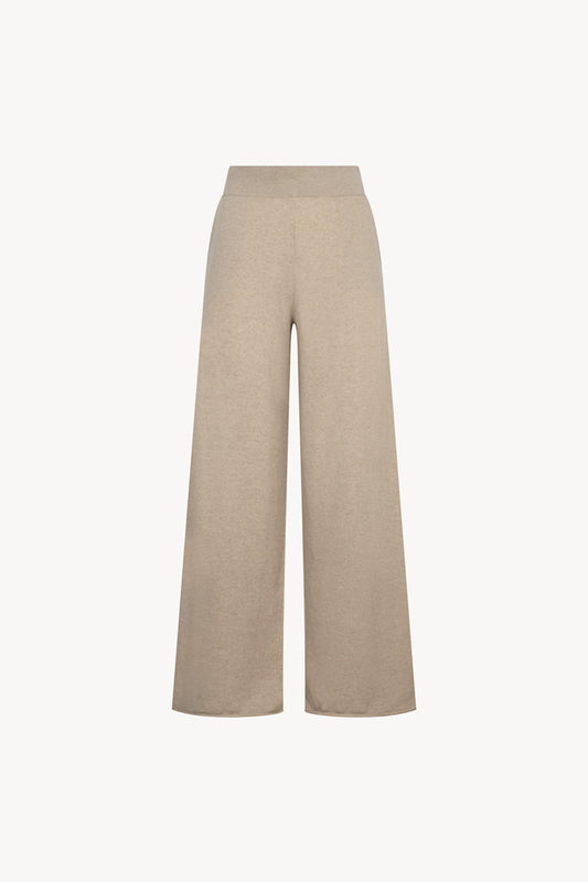 Pantaloni Ampi in Puro Cashmere Avena
