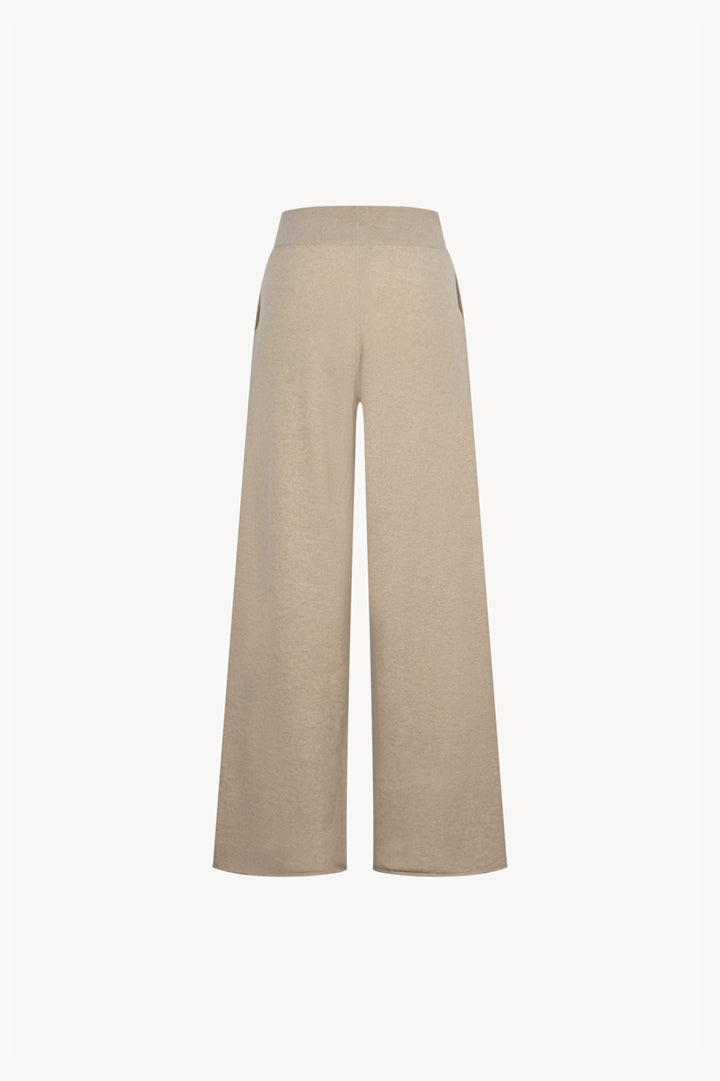 Pantaloni Ampi in Puro Cashmere Avena