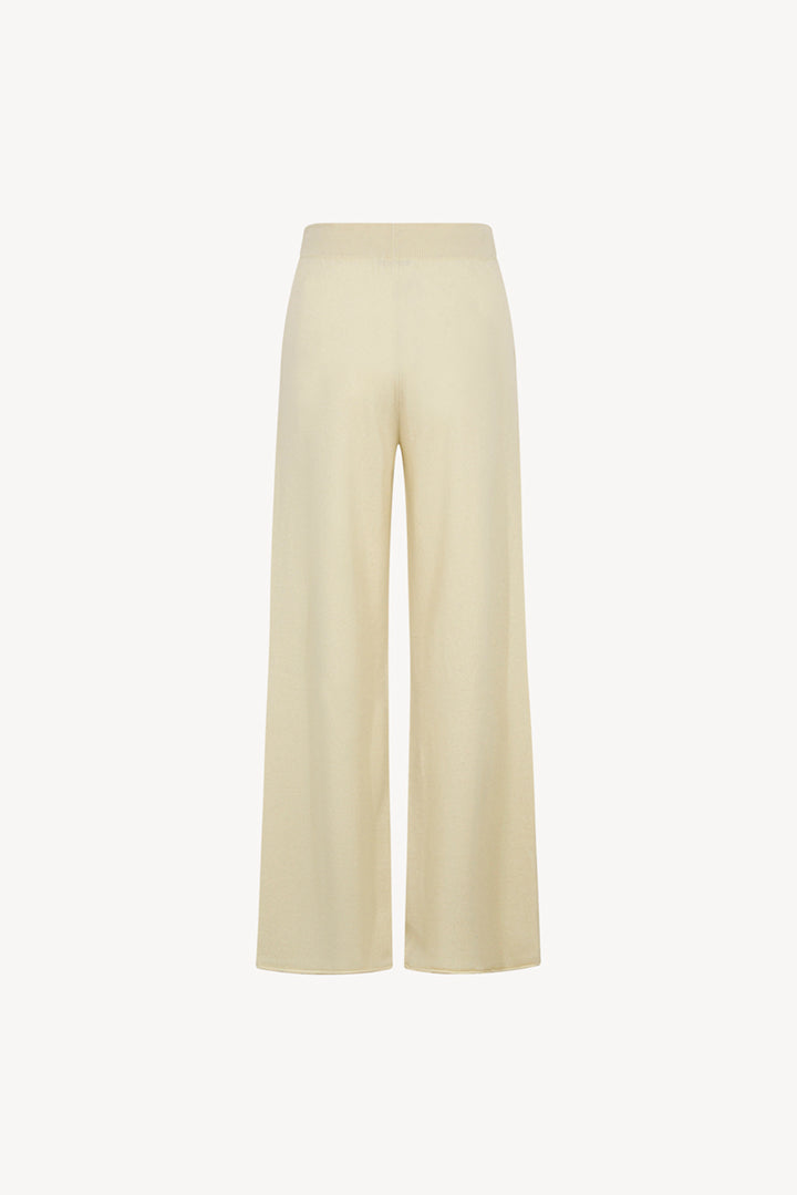 Pantaloni Ampi in Puro Cashmere Latte