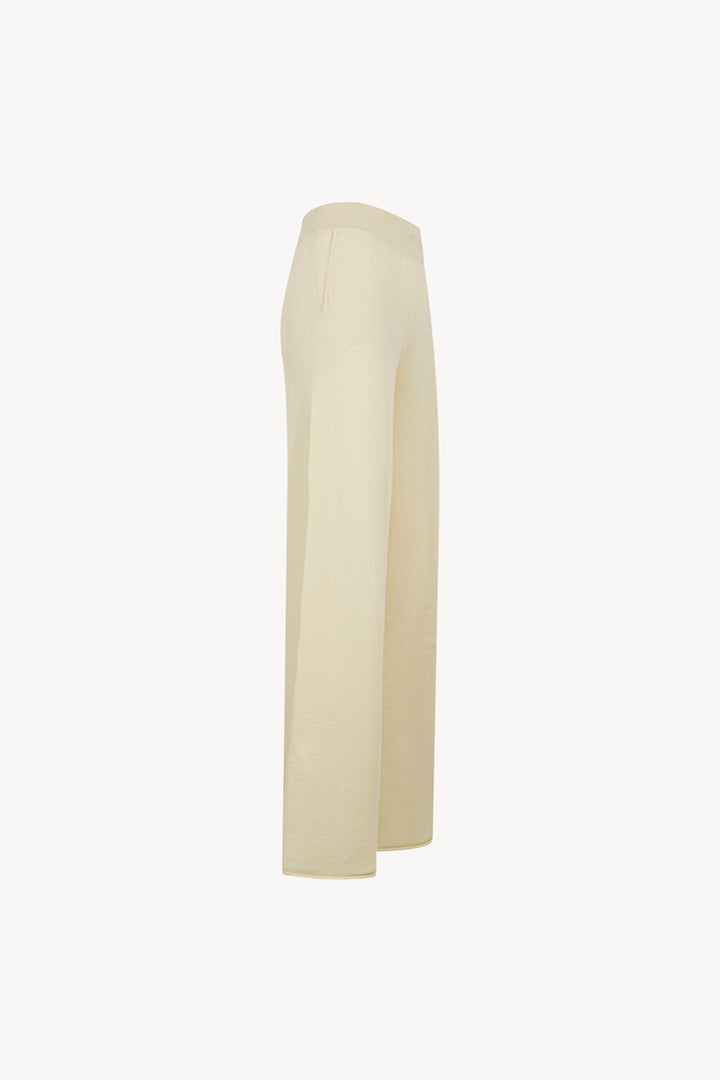 Pantaloni Ampi in Puro Cashmere Latte