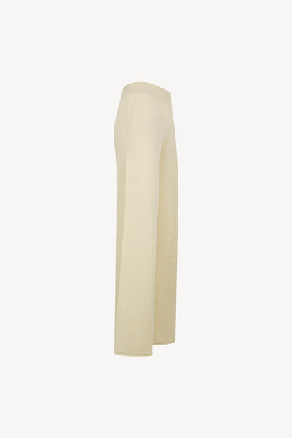 Pantaloni Ampi in Puro Cashmere Latte