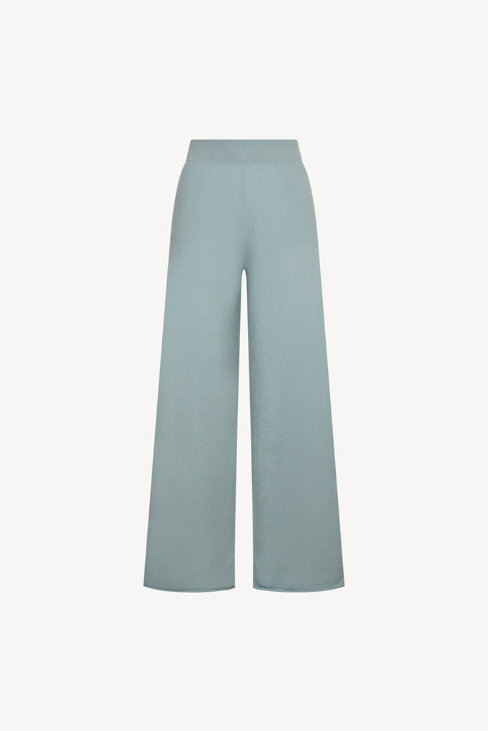 Pantaloni Ampi in Puro Cashmere Acquamarina