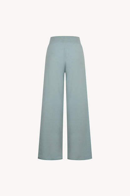 Pantaloni Ampi in Puro Cashmere Acquamarina
