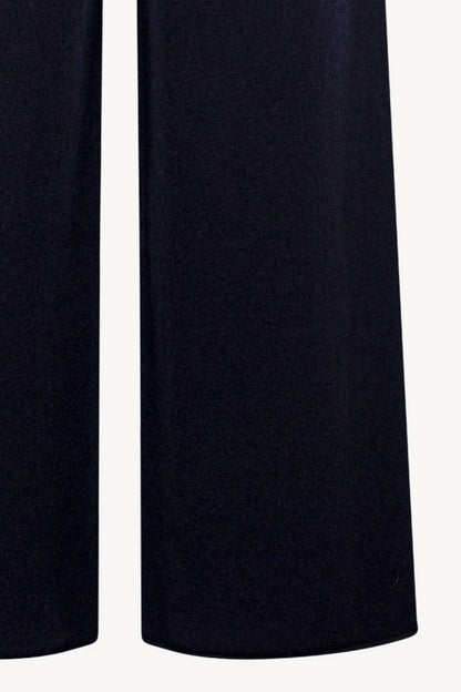 Pantaloni Ampi in Puro Cashmere Notte