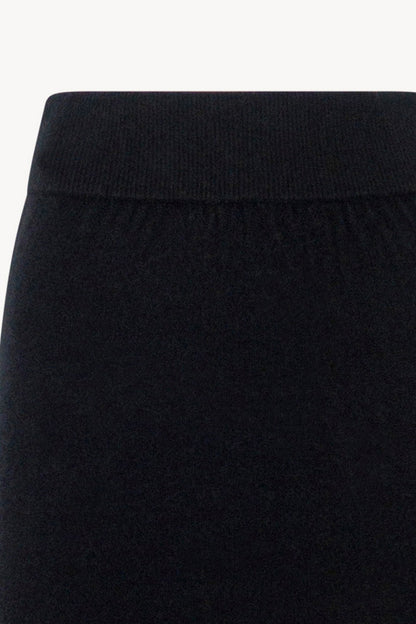 Gonna a Tubo con Spacco in Puro Cashmere Nero