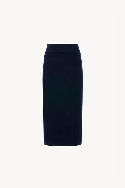 Gonna a Tubo con Spacco in Puro Cashmere Notte