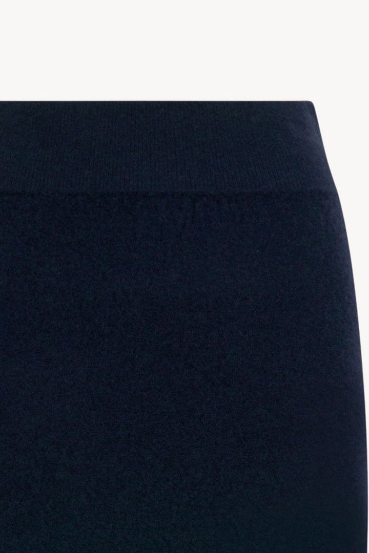 Gonna a Tubo con Spacco in Puro Cashmere Notte